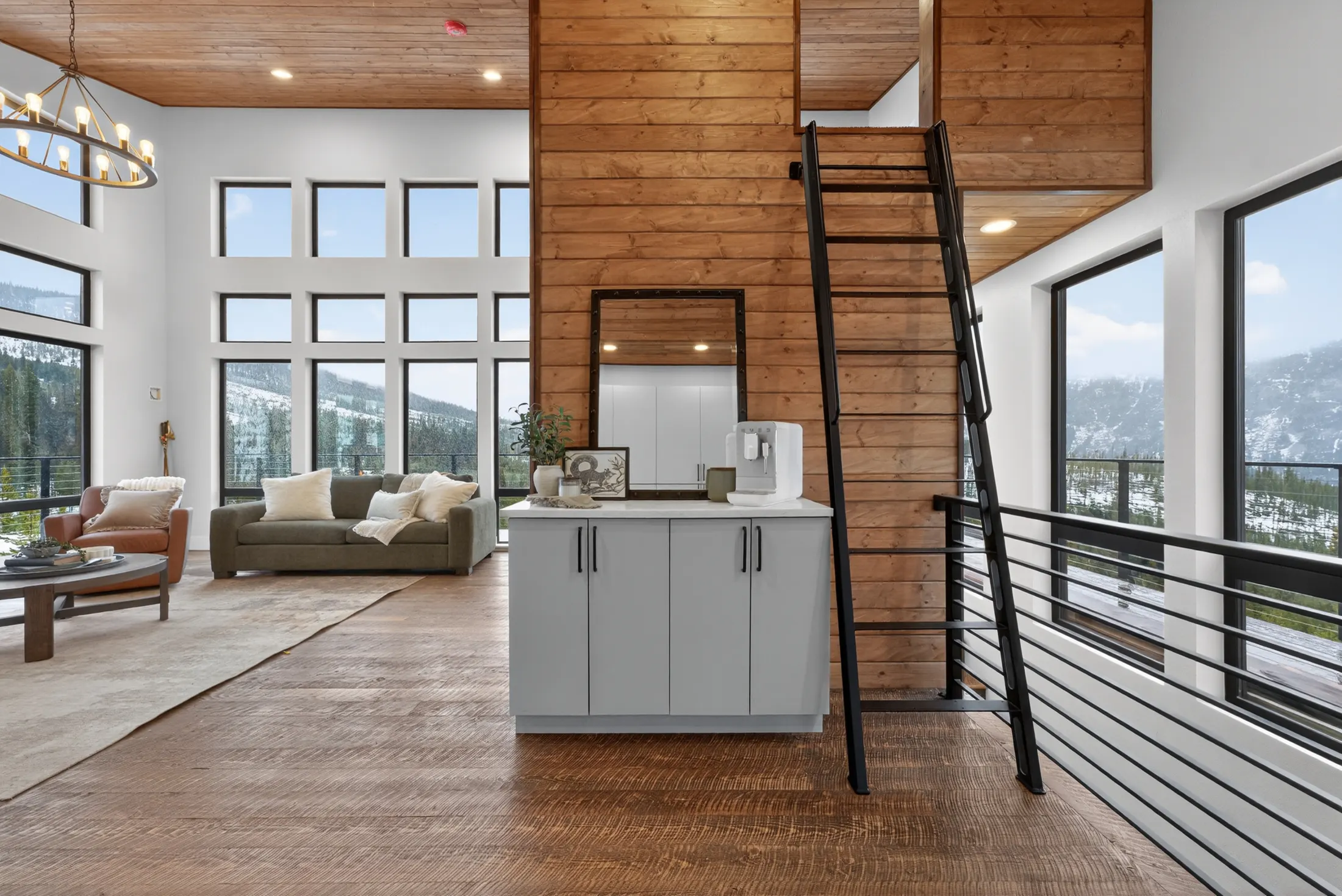 Loft ladder and kitchen