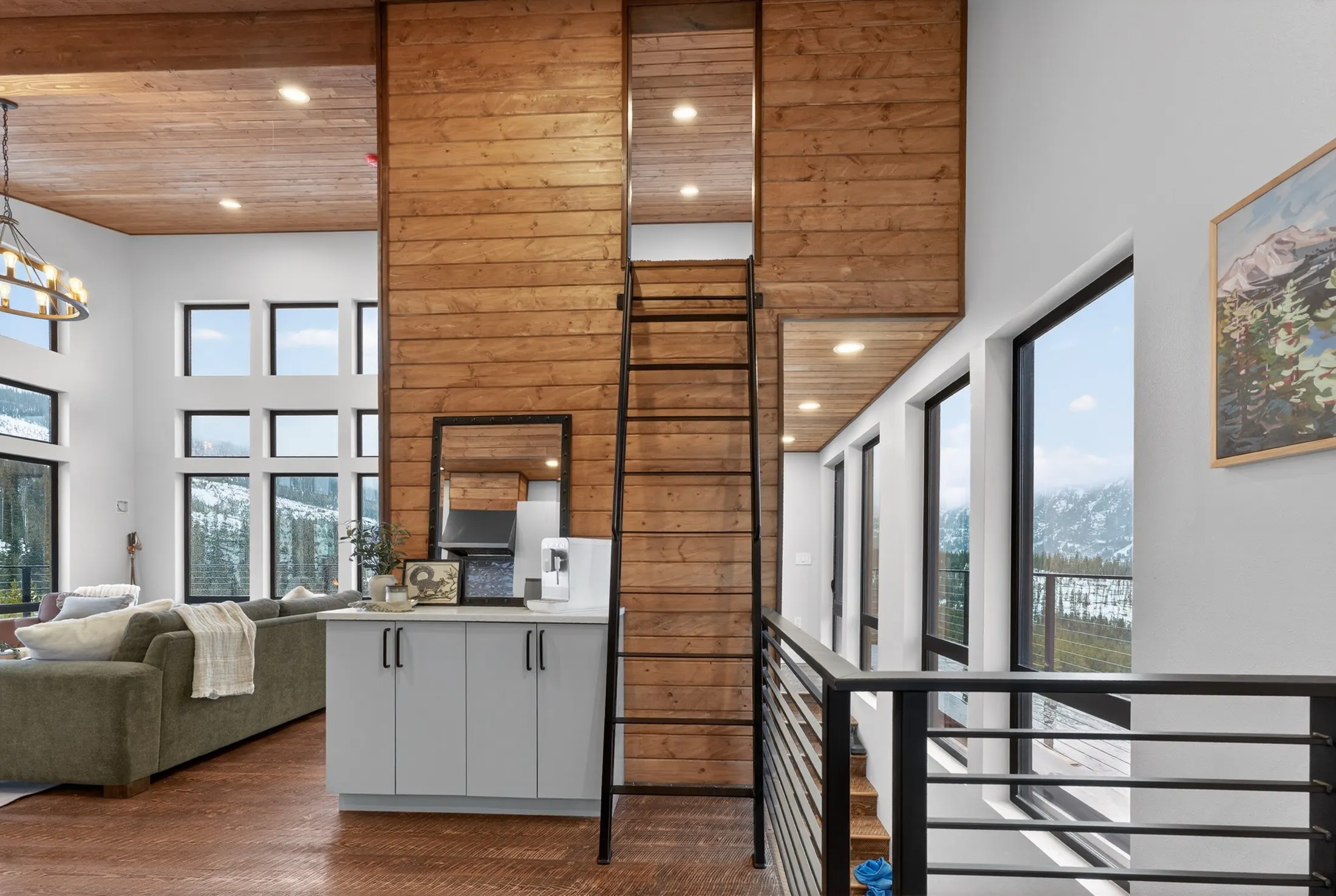 Loft ladder above the living room